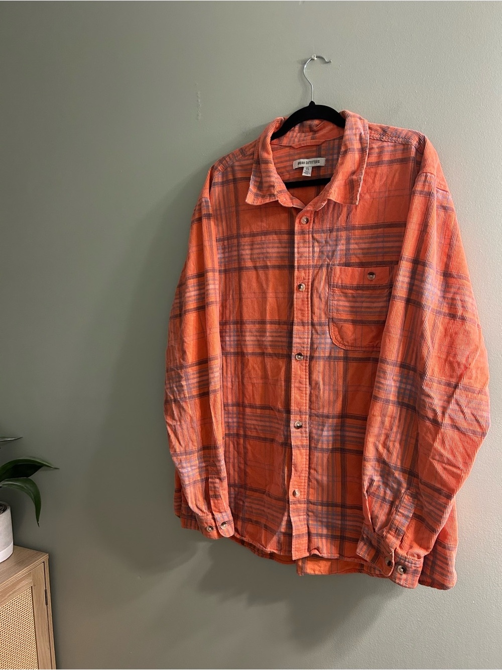 Urban Outfitters Orange Plaid Button-Up Shirt